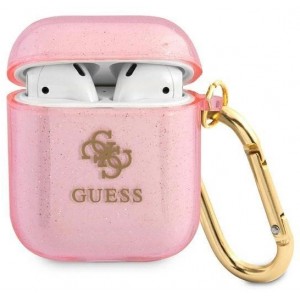 Guess GUA2UCG4GP AirPods cover pink/pink Glitter Collection (universal)