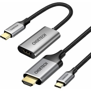 Choetech kit adapter HUB USB Type C - HDMI 2.0 (3840 x 2160 @ 60Hz) gray (HUB-H12) + USB cable Type C - HDMI (3840 x 2160 @ 60Hz) 2m gray (CH0021) (universal)