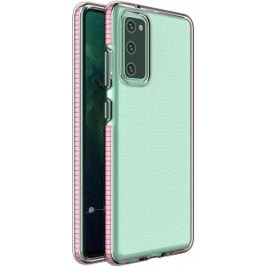 Hurtel Spring Case clear TPU gel protective cover with colorful frame for Samsung Galaxy A02s EU light pink (universal)