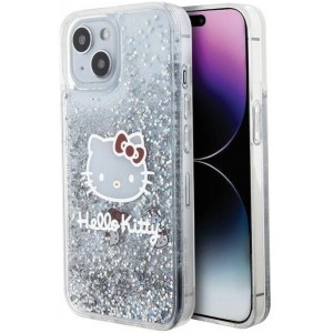 Hello Kitty Liquid Glitter Charms Kitty Head case for iPhone 15 - silver (universal)