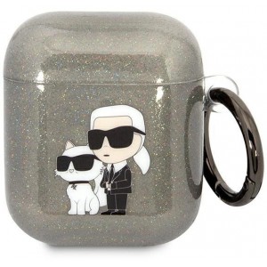 Karl Lagerfeld KLA2HNKCTGK Airpods 1/2 cover black/black Gliter Karl&Choupette (universal)