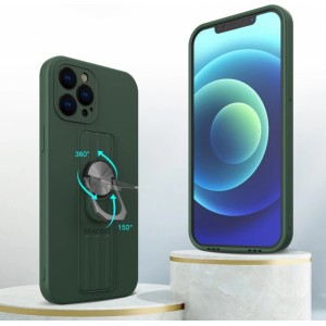 Hurtel Ring Case silicone case with finger grip and stand for Xiaomi Poco M4 Pro 5G blue (universal)