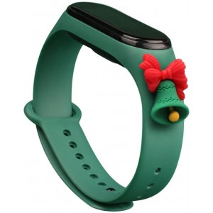 Hurtel Strap Xmas Wristband for Xiaomi Mi Band 4 / Mi Band 3 Christmas Silicone Strap Bracelet Dark Green (Bell) (universal)