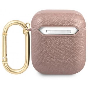 Guess GUA2SASMP AirPods cover pink/pink Saffiano Script Metal Collection (universal)