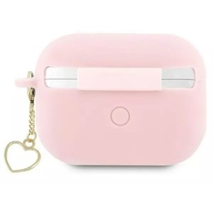 Guess GUAP2LSCHSP protective earphone case for Apple AirPods Pro 2 cover pink/pink Silicone Charm Heart Collection