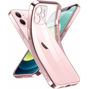 Alogy TPU Luxury Case with Camera Protector for Apple iPhone 12 Pink and Transparent