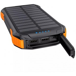 Powerbank solarny Choetech B658 2x USB 10000mAh Qi 5W (czarno-pomarańczowy)