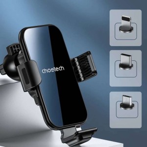 4Kom.pl Choetech Holder car holder for a car phone with a QI inductive charger for a grille with magnetic tips Black