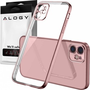 Alogy TPU Luxury Case with Camera Protector for Apple iPhone 12 Pink and Transparent