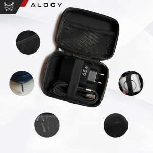 Alogy Case large zipped box Alogy Protect cover universal for accessories headphones cable charger Black