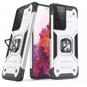 Wozinsky Ring Armor Armored Hybrid Case Cover Magnetic Holder Samsung Galaxy S22 Ultra silver