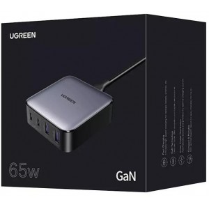 Ugreen CD327 Nexode wall charger, 2x USB-C, 2x USB-A, GaN, 65W (gray)