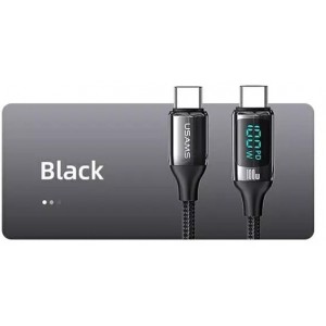 Usams Braided cable U78 USB-C to USB-C LED 3m 100W Fast black/black SJ559USB01 (US Charging-SJ559)