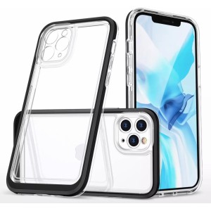 4Kom.pl Clear 3in1 case for iPhone 11 Pro Max gel cover with frame black