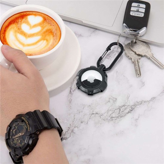 4Kom.pl TpuCarbon case keychain with carabiner for Apple AirTag Black