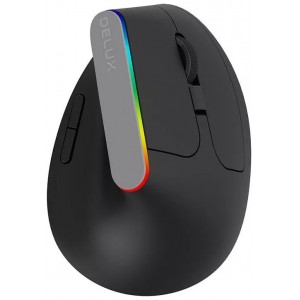 Delux M618C 2.4G 1600DPI RGB Wireless Vertical Mouse (Black)