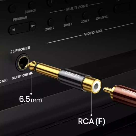 Ugreen adapter 6.35 mm jack (male) to RCA (female) gold (AV169 80731)