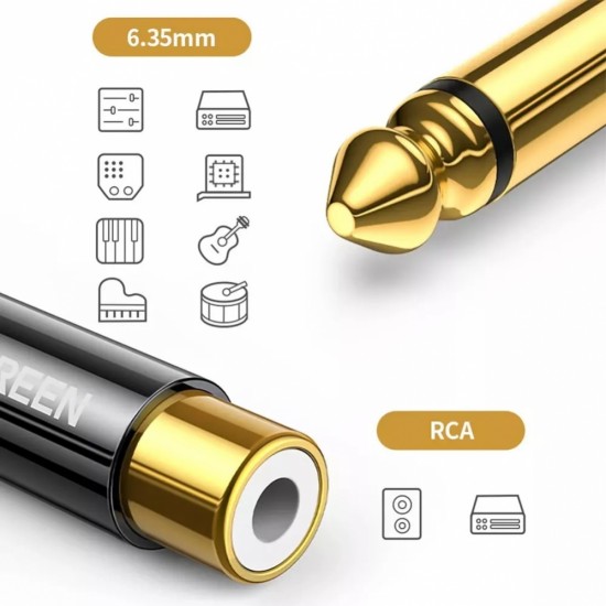 Ugreen adapter 6.35 mm jack (male) to RCA (female) gold (AV169 80731)