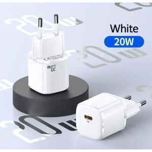 Usams Wall charger 1x USB-C T36 mini 20W (only head) PD3.0 Fast Charging white/white CC124TC02 (US-CC124)