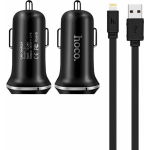 Hoco Z1 Automašīnas lādētājs 2.1A 2xUSB + kabelis IPHONE lightning (komplekts)