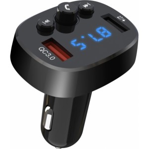 XO BCC03 Bluetooth FM / MP3 (APP/FLAC) Transmiteris + 2x 18W USB QC 3.0 3.1A ātrs lādētājs USB Play Melna