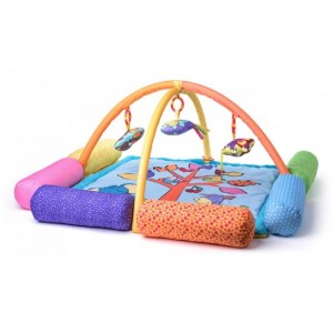 Niny 700023 Mīksts rotaļu paklājs-tilts ar spilveniem mazuļiem rotaļām un motorikas attīstībai (96x96cm) bērniem no 0+ gadiem Multi-krāsu
