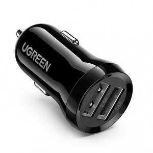 Ugreen UGRE-8750 auto lādētājs ar 2x USB 24W 4.8 A (2x 2.4 A) Black