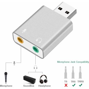 Roger USB Audio karte ar mikrofona ieeju / Virtual 7.1 / sudraba