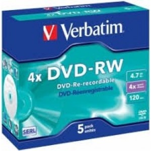 Verbatim Matricas DVD-RW SERL 4.7GB 4x Papildus Aizsardzība / 5gb. Slim iepakojums