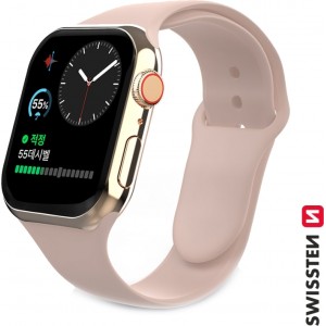 Swissten Cиликоновый Pемешок для Apple Watch 1/2/3/4/5/6 / SE / 38 мм / 40 мм / розовый