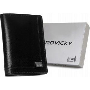 Кошелек для карточек, кожаный, RFID, Rovicky CPR-039-BAR-0421, черный