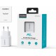 Choetech PD6052 USB-C USB-A PD 35W GaN wall charger with display - white (universal)