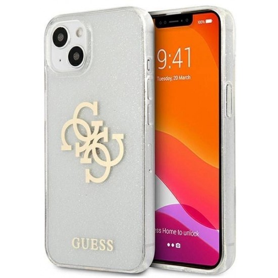 Guess GUHCP13SPCUGL4GTR iPhone 13 mini 5.4" transparent hard case Glitter 4G Big Logo (universal)