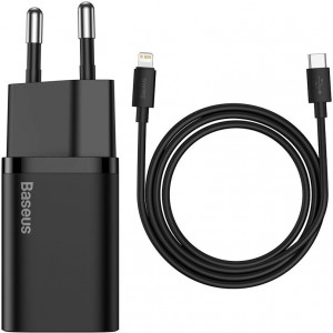 Baseus Super Si 1C fast charger USB Type C 20W Power Delivery + USB Type C - Lightning cable 1m black (TZCCSUP-B01) (universal)