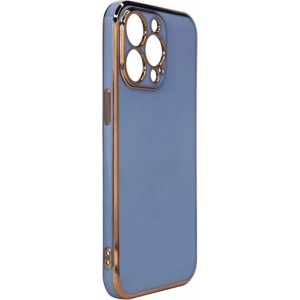 Hurtel Lighting Color Case for iPhone 13 Pro blue gel cover with gold frame (universal)