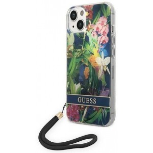 Guess GUOHCP14MHFLSB iPhone 14 Plus 6.7 "blue / blue hardcase Flower Strap (universal)