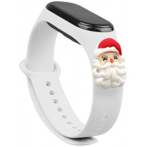 Hurtel Strap Xmas Wristband for Xiaomi Mi Band 4 / Mi Band 3 Christmas Silicone Strap Bracelet White (Santa Claus) (universal)