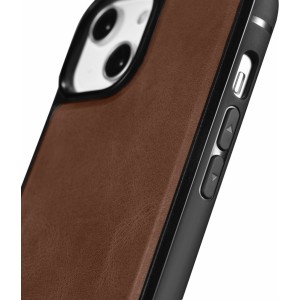 Icarer Leather Oil Wax case covered with natural leather for iPhone 14 brown (WMI14220717-BN) (universal)