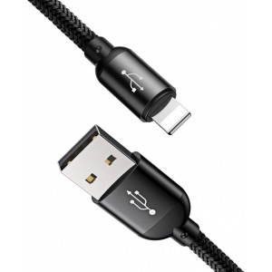 Baseus Three Primary Colors 3in1 USB - micro USB / Lightning / USB-C nylon braided cable 3.5A 1.2M black (CAMLT-BSY01) (universal)