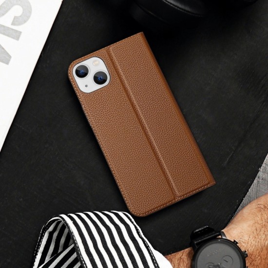 Dux Ducis Skin X2 case for iPhone 14 Plus case with magnetic flap brown (universal)