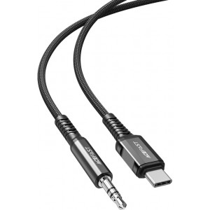Acefast audio cable USB Type C - 3.5mm mini jack (male) 1.2m, AUX black (C1-08 black) (universal)
