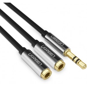 Ugreen AV123 headphone cable 3.5 mm minijack (male) - 2x 3.5 mm minijack (female) - black (universal)