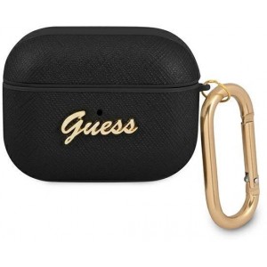 Guess GUAPSASMK AirPods Pro cover black/black Saffiano Script Metal Collection (universal)