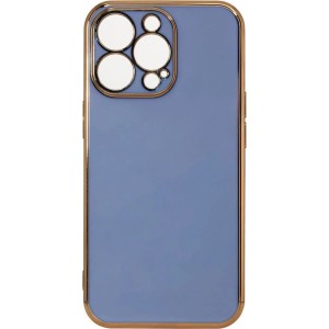 Hurtel Lighting Color Case for iPhone 13 Pro blue gel cover with gold frame (universal)