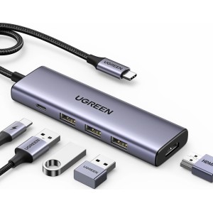 Ugreen Multifunctional HUB 5in1 USB-C - HDMI 1.4 / 3 x USB-A / USB-C PD 100W Ugreen CM511 - gray (universal)