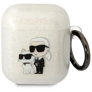 Karl Lagerfeld KLA2HNKCTGT Airpods 1/2 cover transparent Gliter Karl&Choupette (universal)