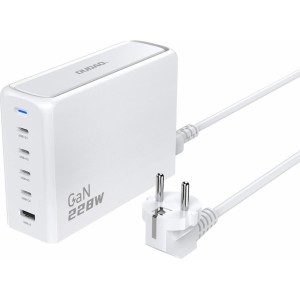 Dudao A228EU GaN charger 1x USB-A 4x USB-C PD 228W - white