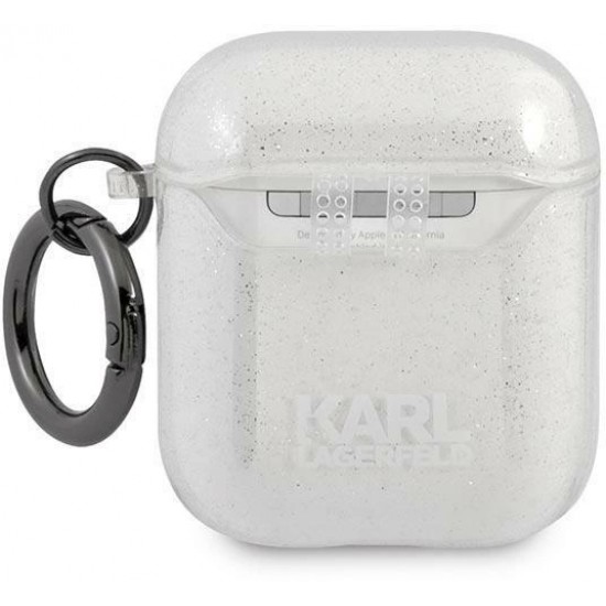 Karl Lagerfeld KLA2UKHGS AirPods cover srebrny/silver Glitter Karl`s Head (universal)