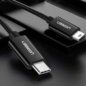 Ugreen US242 USB-C (male) / mini USB (male) cable 1 m - black (universal)