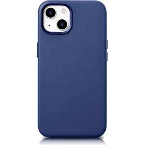 Icarer Case Leather cover for iPhone 14 Plus genuine leather case blue (compatible with MagSafe) (universal)